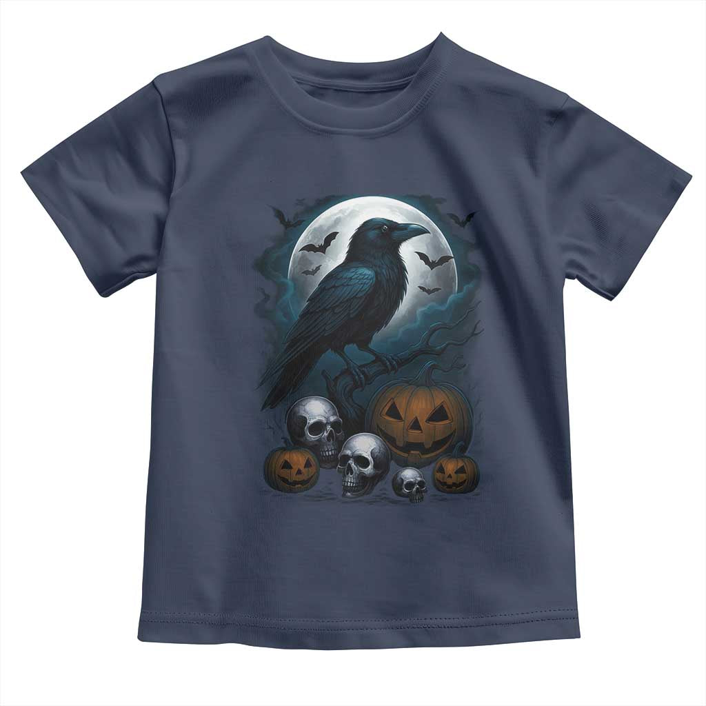 Halloween Gothic Raven Toddler T Shirt Full Moon Horror Art - Wonder Print Shop