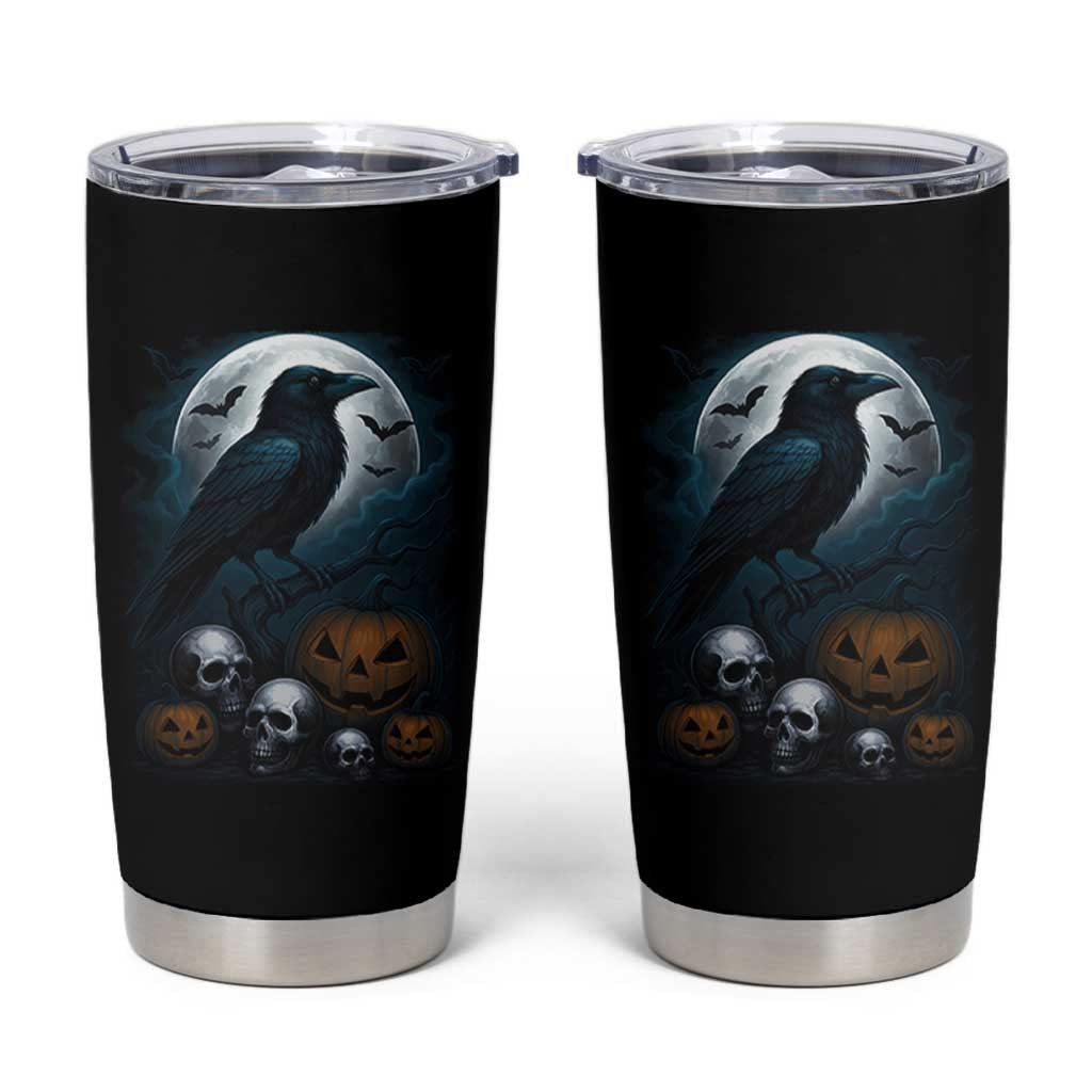 Halloween Gothic Raven Tumbler Cup Full Moon Horror Art