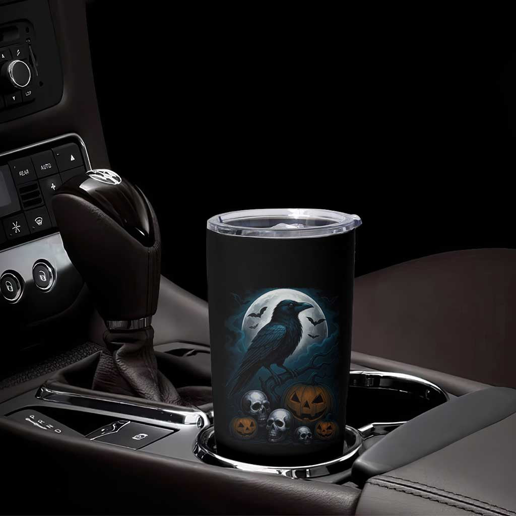 Halloween Gothic Raven Tumbler Cup Full Moon Horror Art