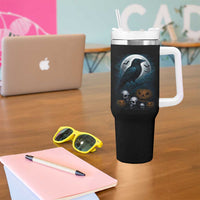 Halloween Gothic Raven Tumbler With Handle Full Moon Horror Art