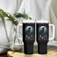 Halloween Gothic Raven Tumbler With Handle Full Moon Horror Art