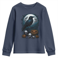 Halloween Gothic Raven Youth Sweatshirt Full Moon Horror Art - Wonder Print Shop