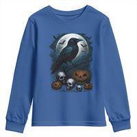 Halloween Gothic Raven Youth Sweatshirt Full Moon Horror Art - Wonder Print Shop