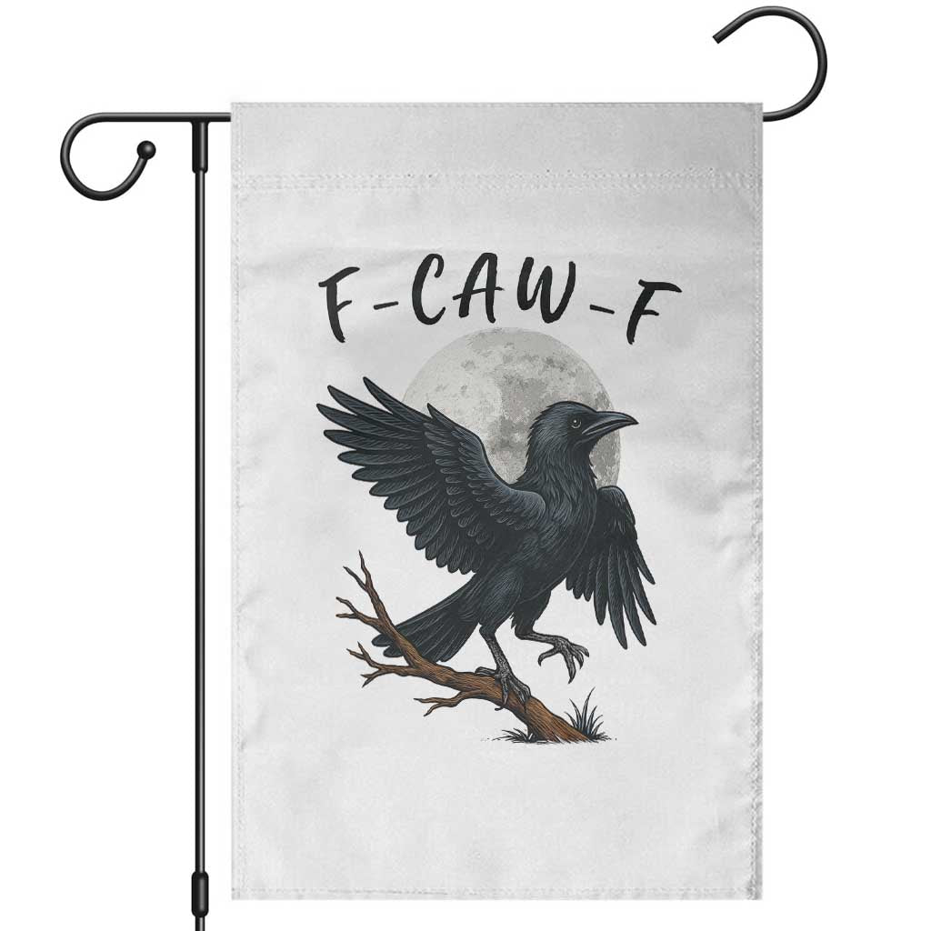 Funny Raven Bird Full Moon Art F Caw F Joke Garden Flag - Wonder Print Shop