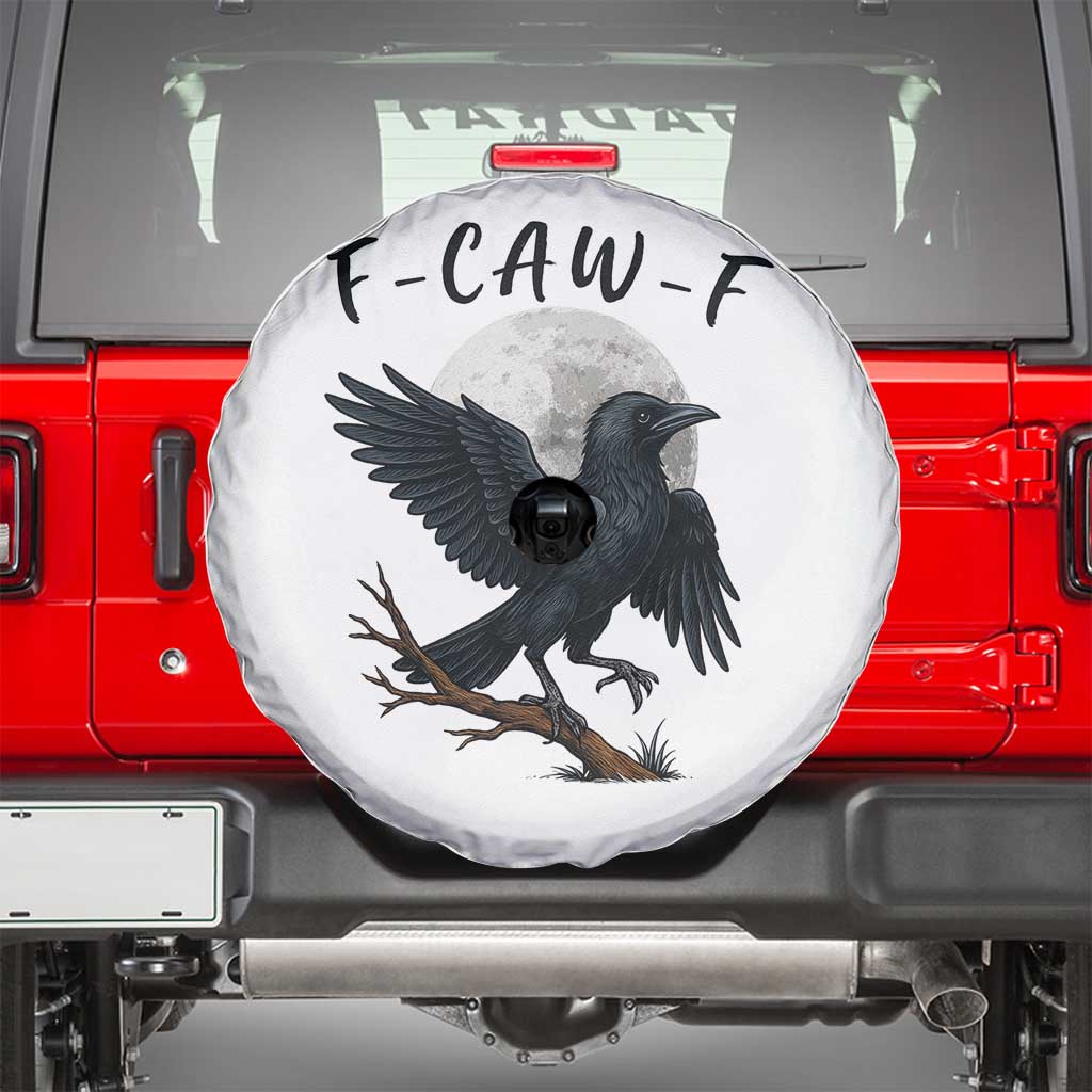 Funny Raven Bird Full Moon Art F Caw F Joke Spare Tire Cover - Wonder Print Shop