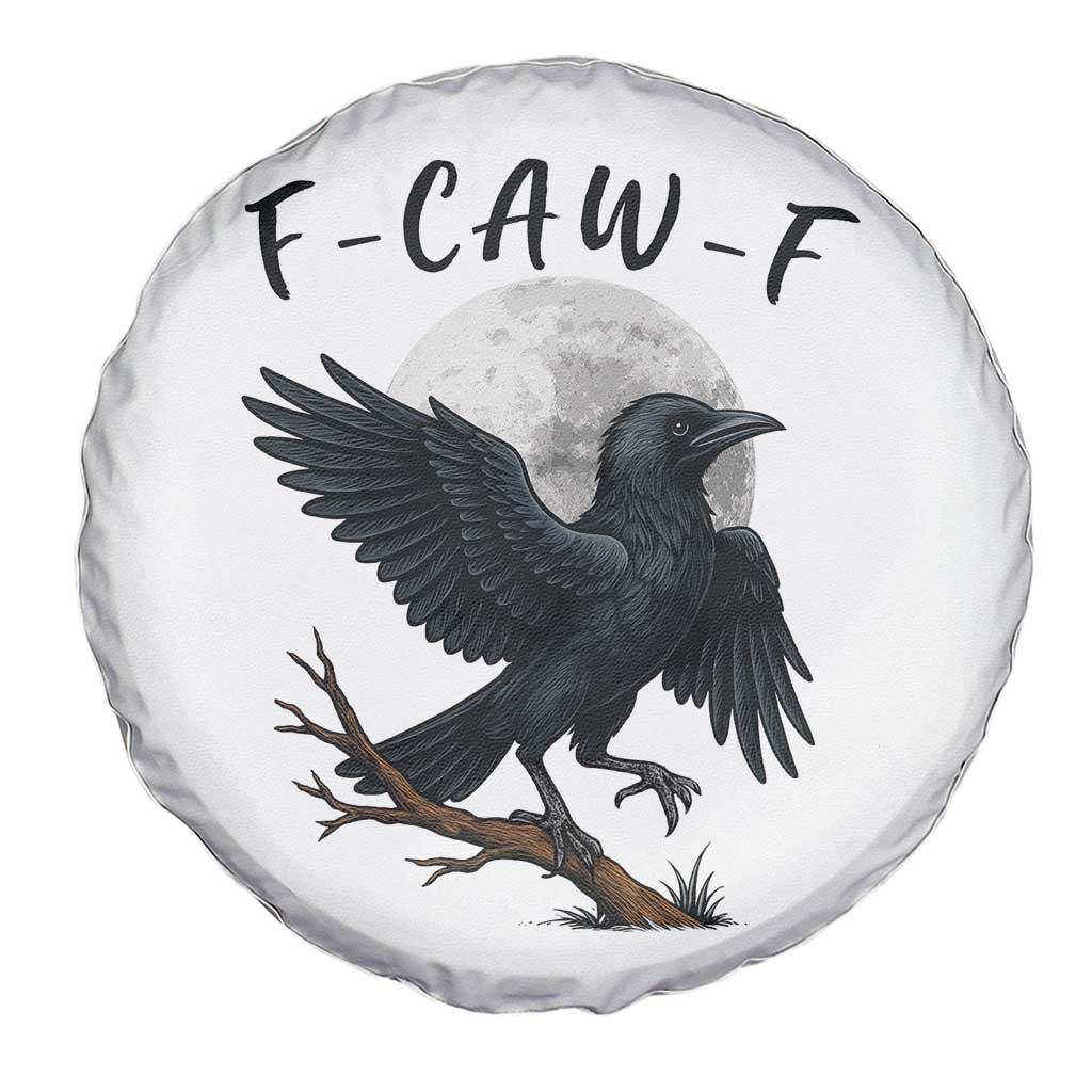 Funny Raven Bird Full Moon Art F Caw F Joke Spare Tire Cover - Wonder Print Shop