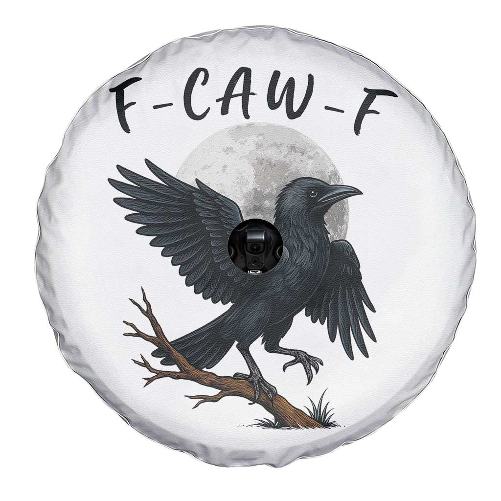 Funny Raven Bird Full Moon Art F Caw F Joke Spare Tire Cover - Wonder Print Shop