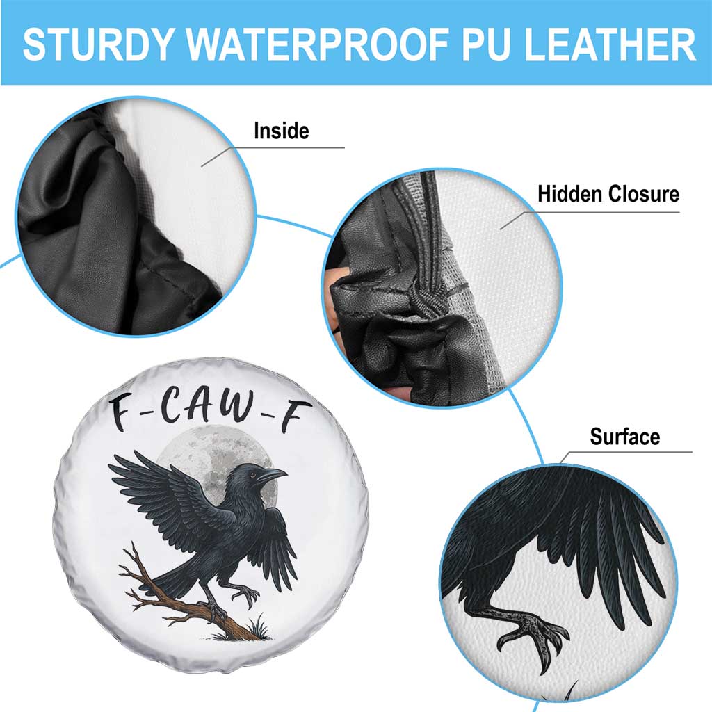 Funny Raven Bird Full Moon Art F Caw F Joke Spare Tire Cover - Wonder Print Shop