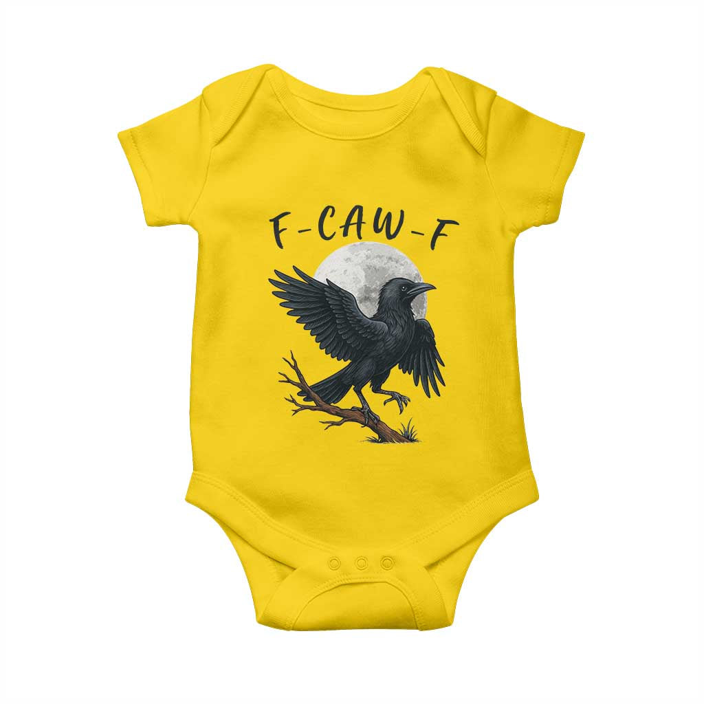 Funny Raven Bird Full Moon Art F Caw F Joke Baby Onesie - Wonder Print Shop