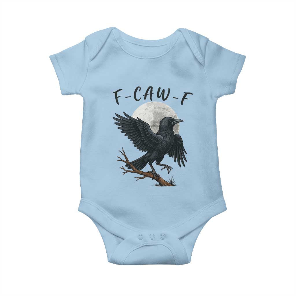 Funny Raven Bird Full Moon Art F Caw F Joke Baby Onesie - Wonder Print Shop