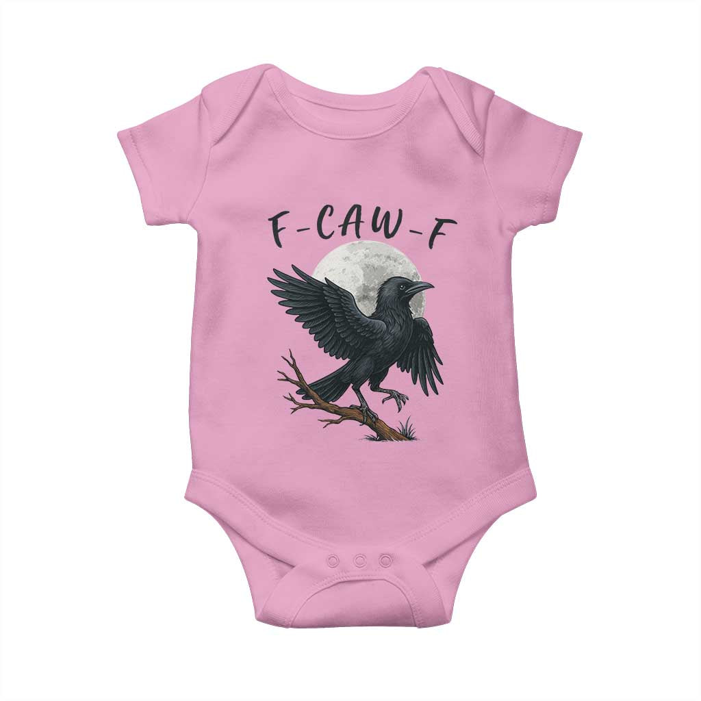 Funny Raven Bird Full Moon Art F Caw F Joke Baby Onesie - Wonder Print Shop