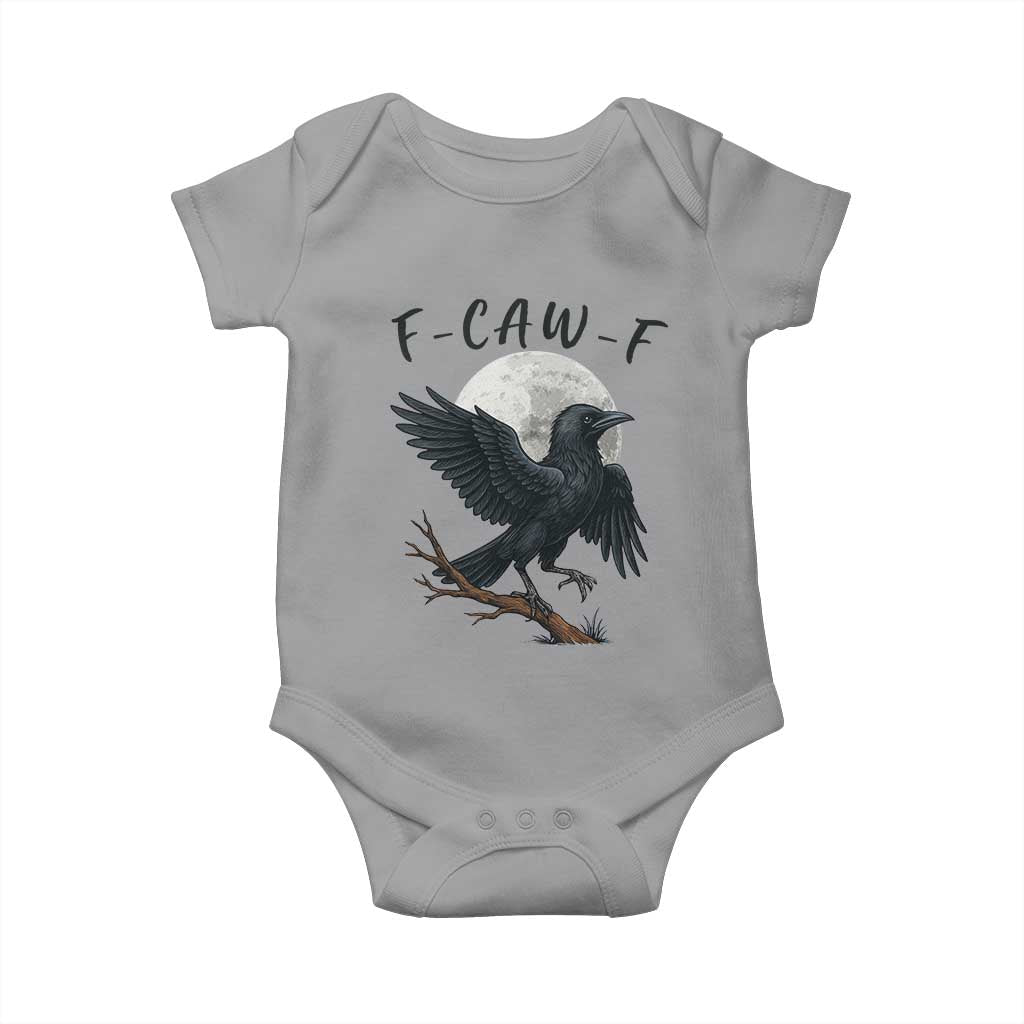 Funny Raven Bird Full Moon Art F Caw F Joke Baby Onesie - Wonder Print Shop