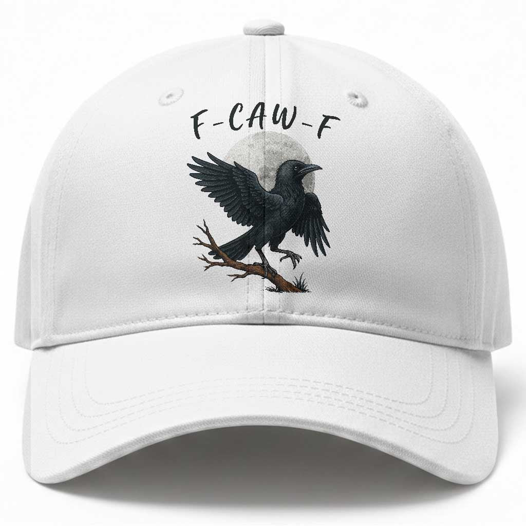 Funny Raven Bird Full Moon Art F Caw F Joke Baseball Cap
