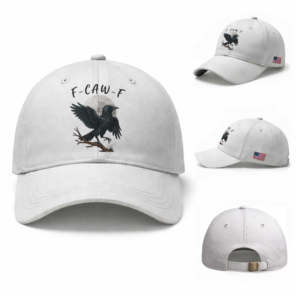 Funny Raven Bird Full Moon Art F Caw F Joke Baseball Cap