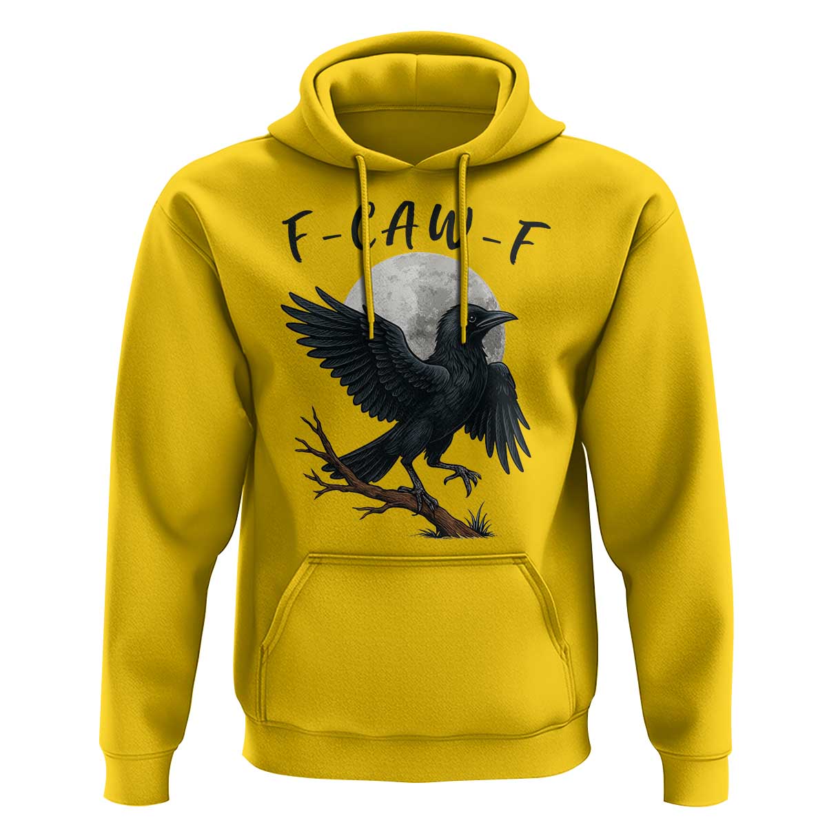 Funny Raven Bird Full Moon Art F Caw F Joke Hoodie - Wonder Print Shop