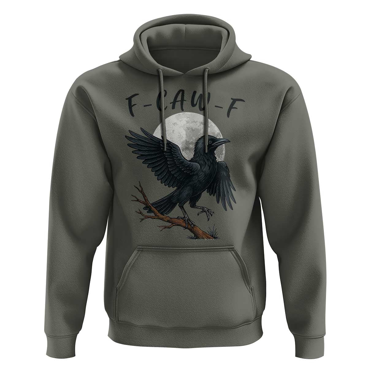Funny Raven Bird Full Moon Art F Caw F Joke Hoodie - Wonder Print Shop