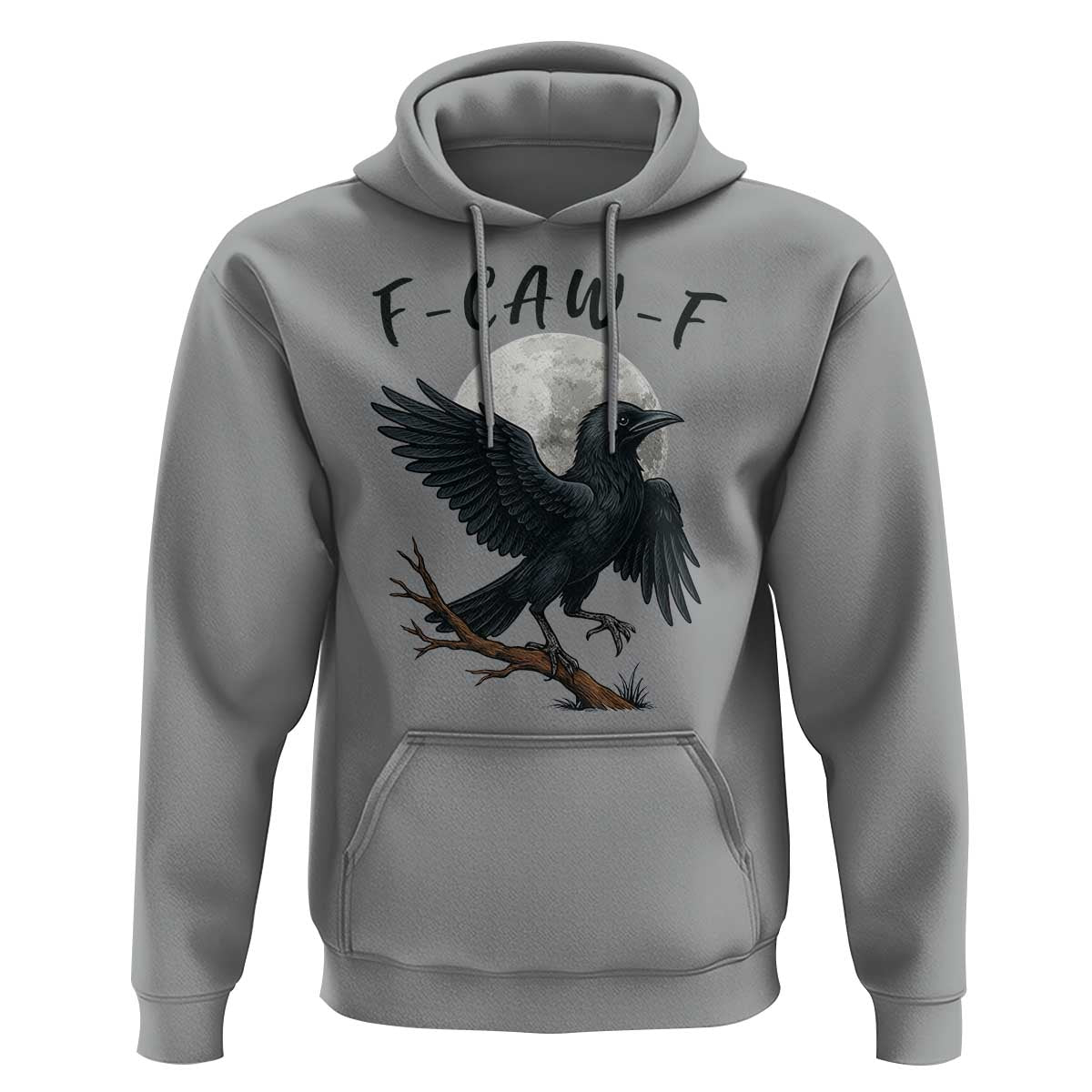 Funny Raven Bird Full Moon Art F Caw F Joke Hoodie - Wonder Print Shop