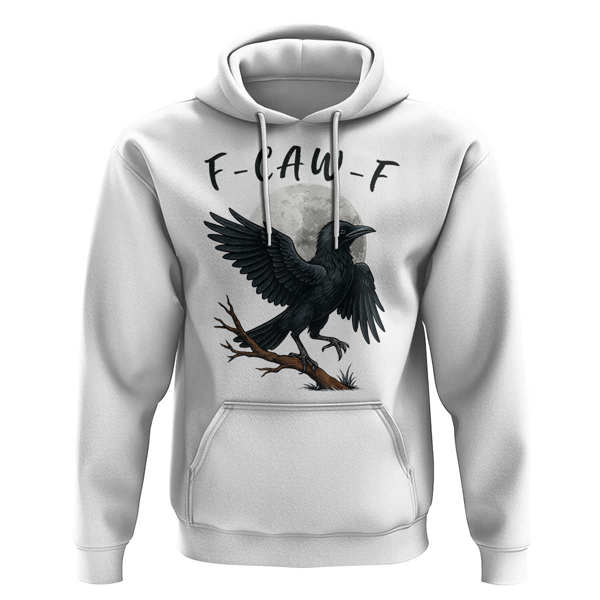 Funny Raven Bird Full Moon Art F Caw F Joke Hoodie - Wonder Print Shop