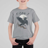 Funny Raven Bird Full Moon Art F Caw F Joke T Shirt For Kid - Wonder Print Shop