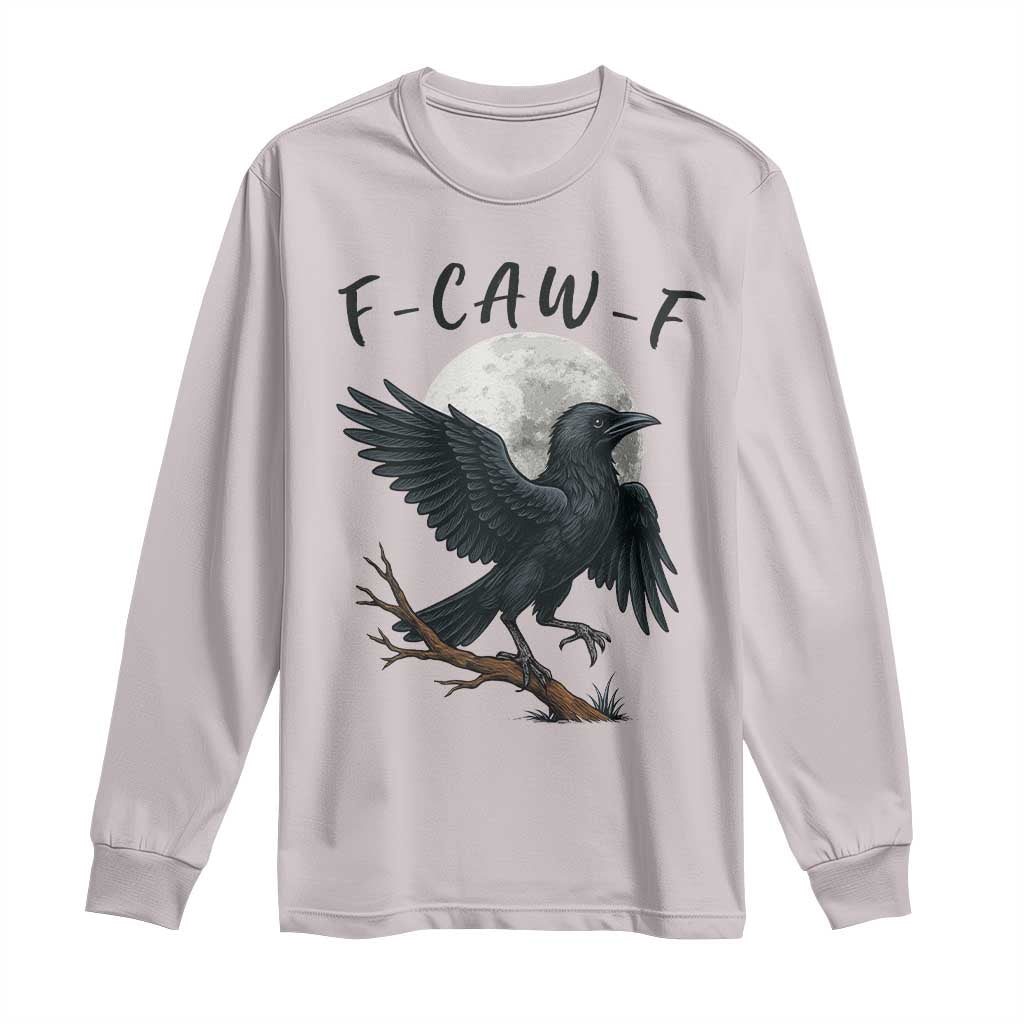 Funny Raven Bird Full Moon Art F Caw F Joke Long Sleeve Shirt - Wonder Print Shop
