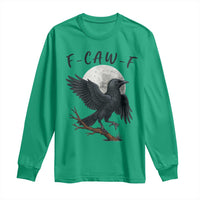 Funny Raven Bird Full Moon Art F Caw F Joke Long Sleeve Shirt - Wonder Print Shop