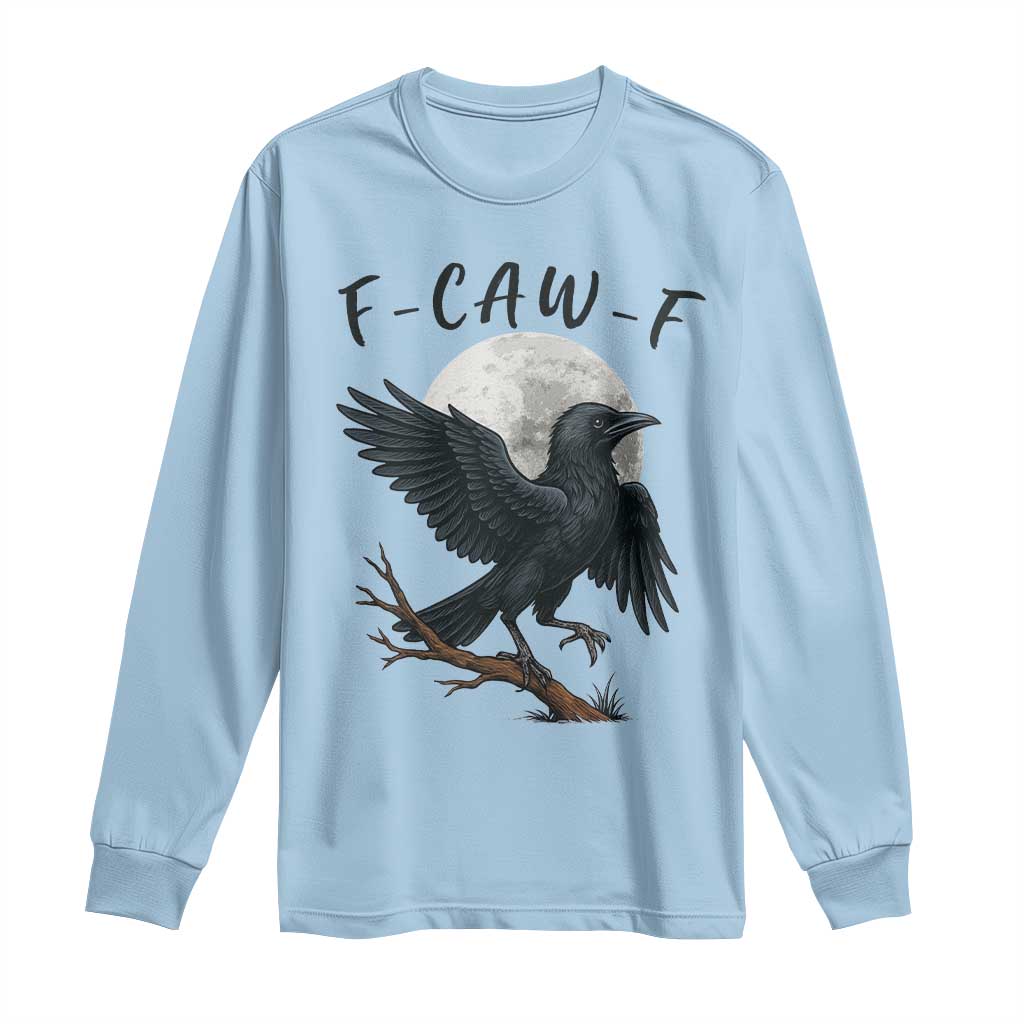Funny Raven Bird Full Moon Art F Caw F Joke Long Sleeve Shirt - Wonder Print Shop