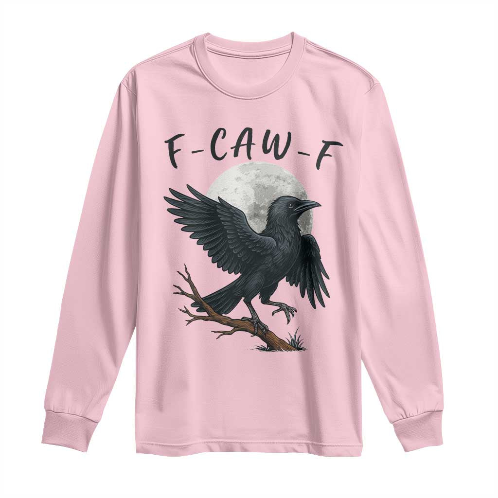 Funny Raven Bird Full Moon Art F Caw F Joke Long Sleeve Shirt - Wonder Print Shop