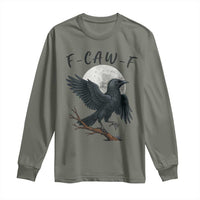 Funny Raven Bird Full Moon Art F Caw F Joke Long Sleeve Shirt - Wonder Print Shop