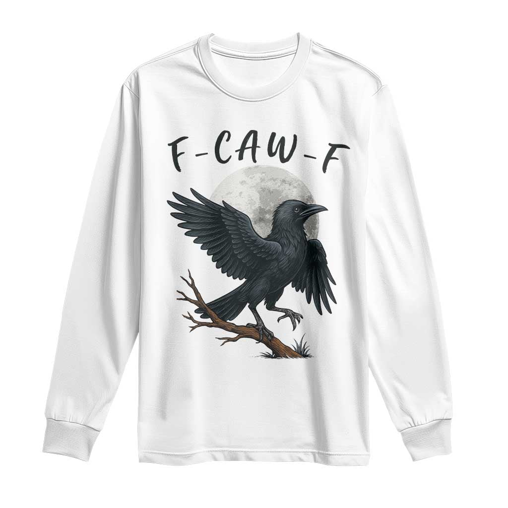 Funny Raven Bird Full Moon Art F Caw F Joke Long Sleeve Shirt - Wonder Print Shop