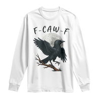 Funny Raven Bird Full Moon Art F Caw F Joke Long Sleeve Shirt - Wonder Print Shop