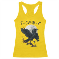 Funny Raven Bird Full Moon Art F Caw F Joke Racerback Tank Top - Wonder Print Shop