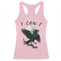 Funny Raven Bird Full Moon Art F Caw F Joke Racerback Tank Top - Wonder Print Shop