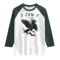 Funny Raven Bird Full Moon Art F Caw F Joke Raglan Shirt - Wonder Print Shop