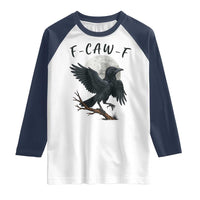 Funny Raven Bird Full Moon Art F Caw F Joke Raglan Shirt - Wonder Print Shop