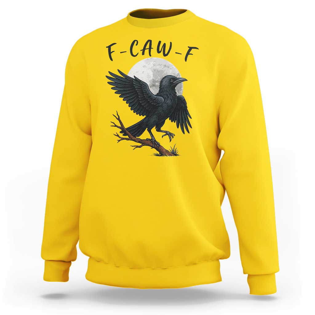 Funny Raven Bird Full Moon Art F Caw F Joke Sweatshirt - Wonder Print Shop