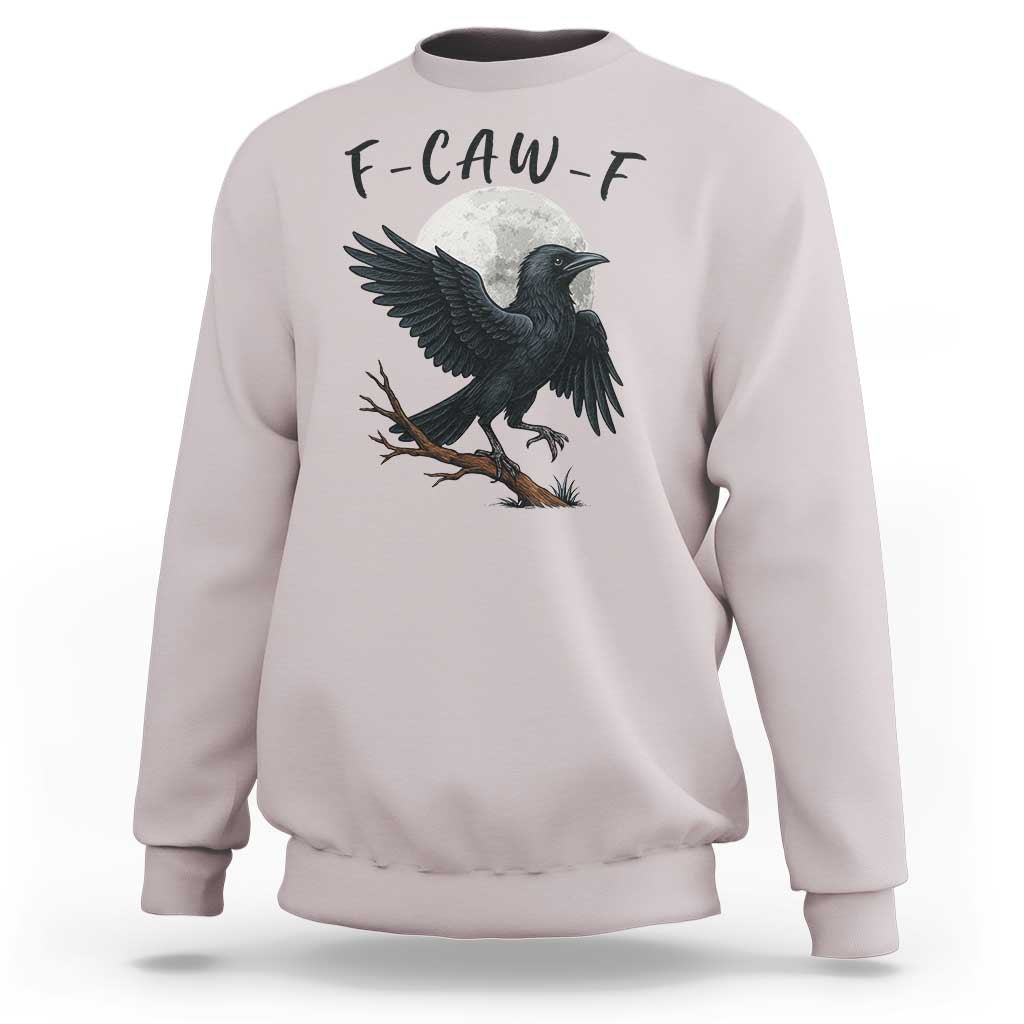 Funny Raven Bird Full Moon Art F Caw F Joke Sweatshirt - Wonder Print Shop