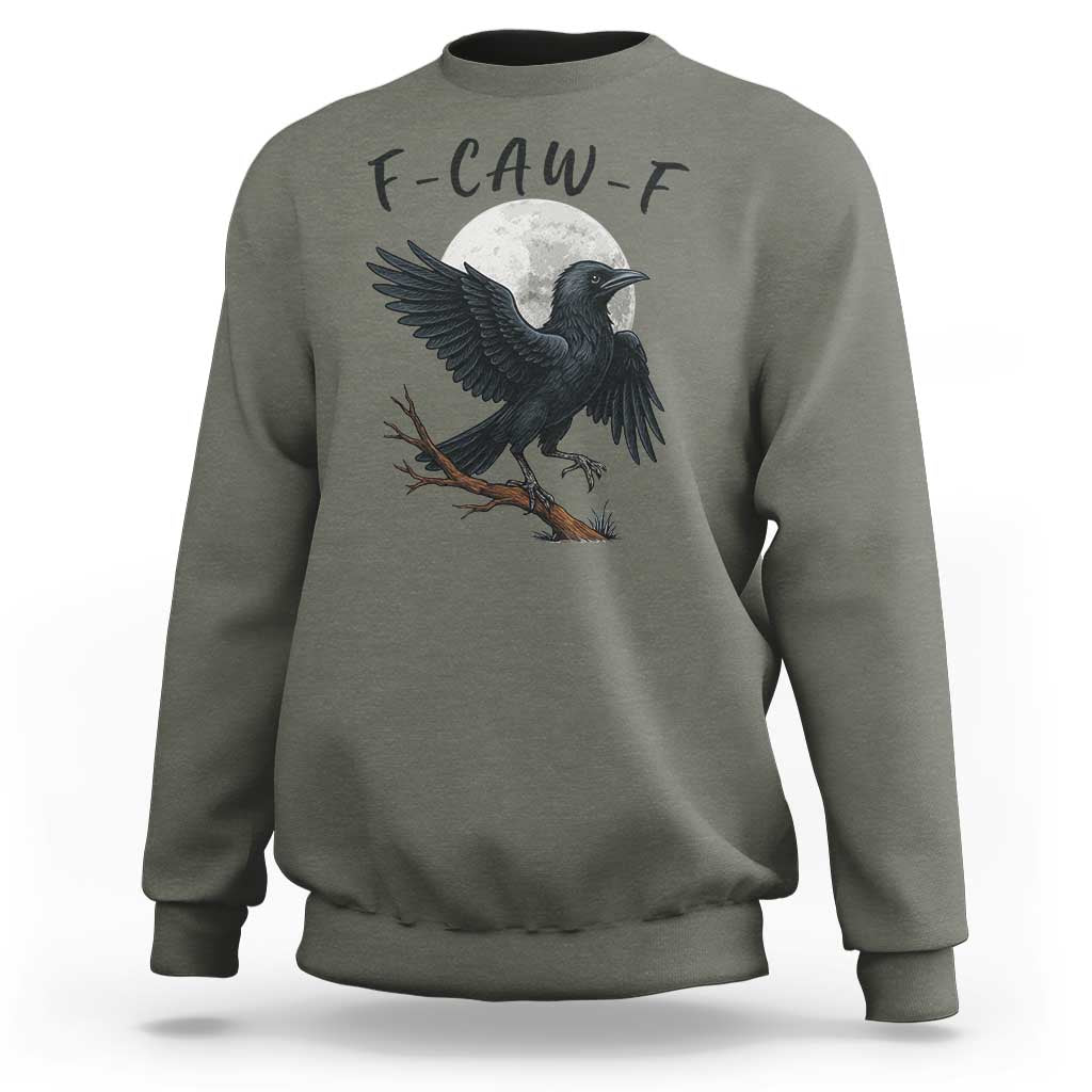 Funny Raven Bird Full Moon Art F Caw F Joke Sweatshirt - Wonder Print Shop