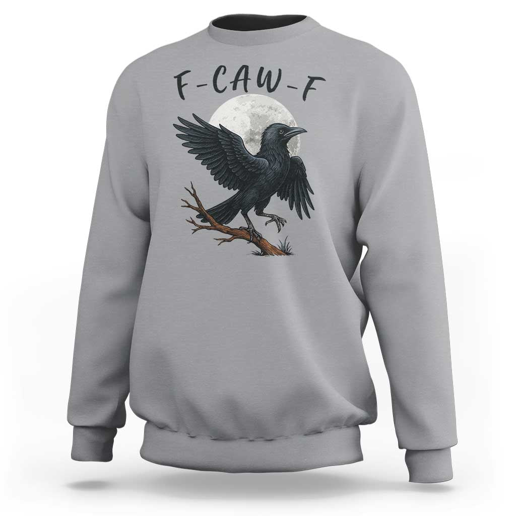 Funny Raven Bird Full Moon Art F Caw F Joke Sweatshirt - Wonder Print Shop