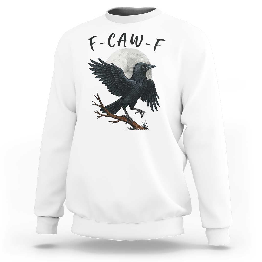 Funny Raven Bird Full Moon Art F Caw F Joke Sweatshirt - Wonder Print Shop