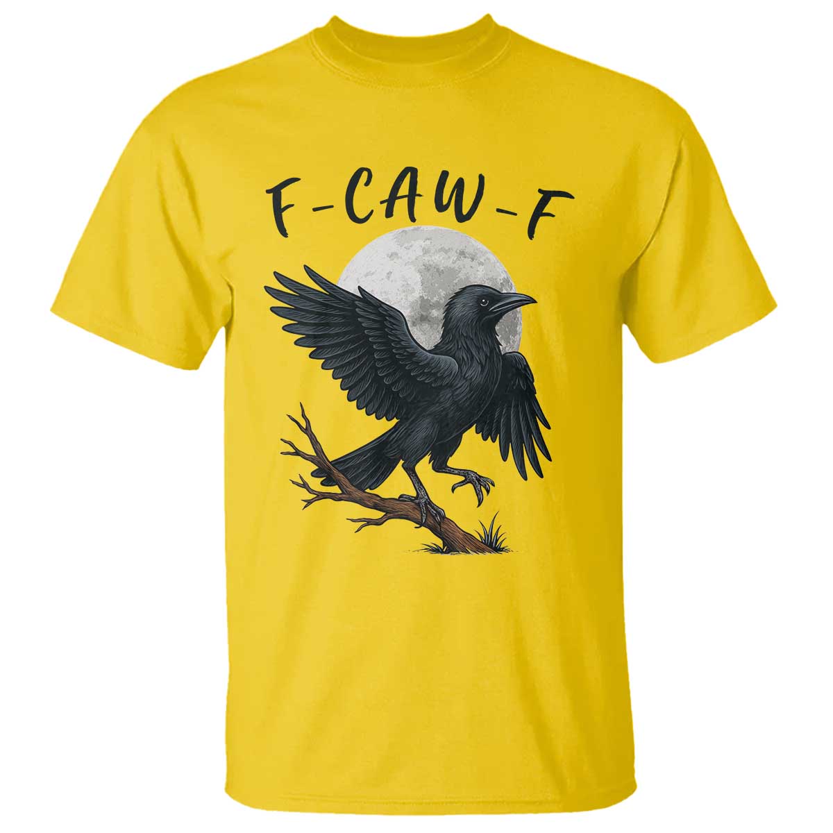 Funny Raven Bird Full Moon Art F Caw F Joke T Shirt - Wonder Print Shop