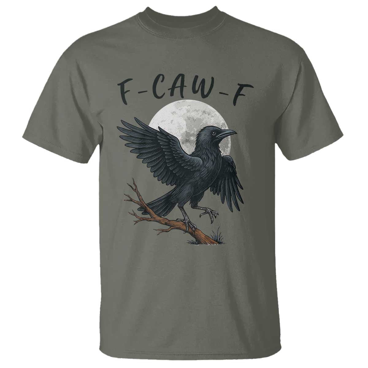 Funny Raven Bird Full Moon Art F Caw F Joke T Shirt - Wonder Print Shop