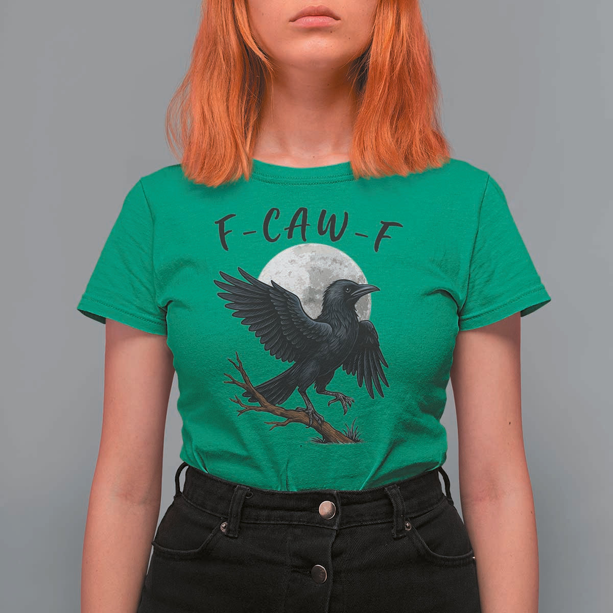 Funny Raven Bird Full Moon Art F Caw F Joke T Shirt For Women - Wonder Print Shop