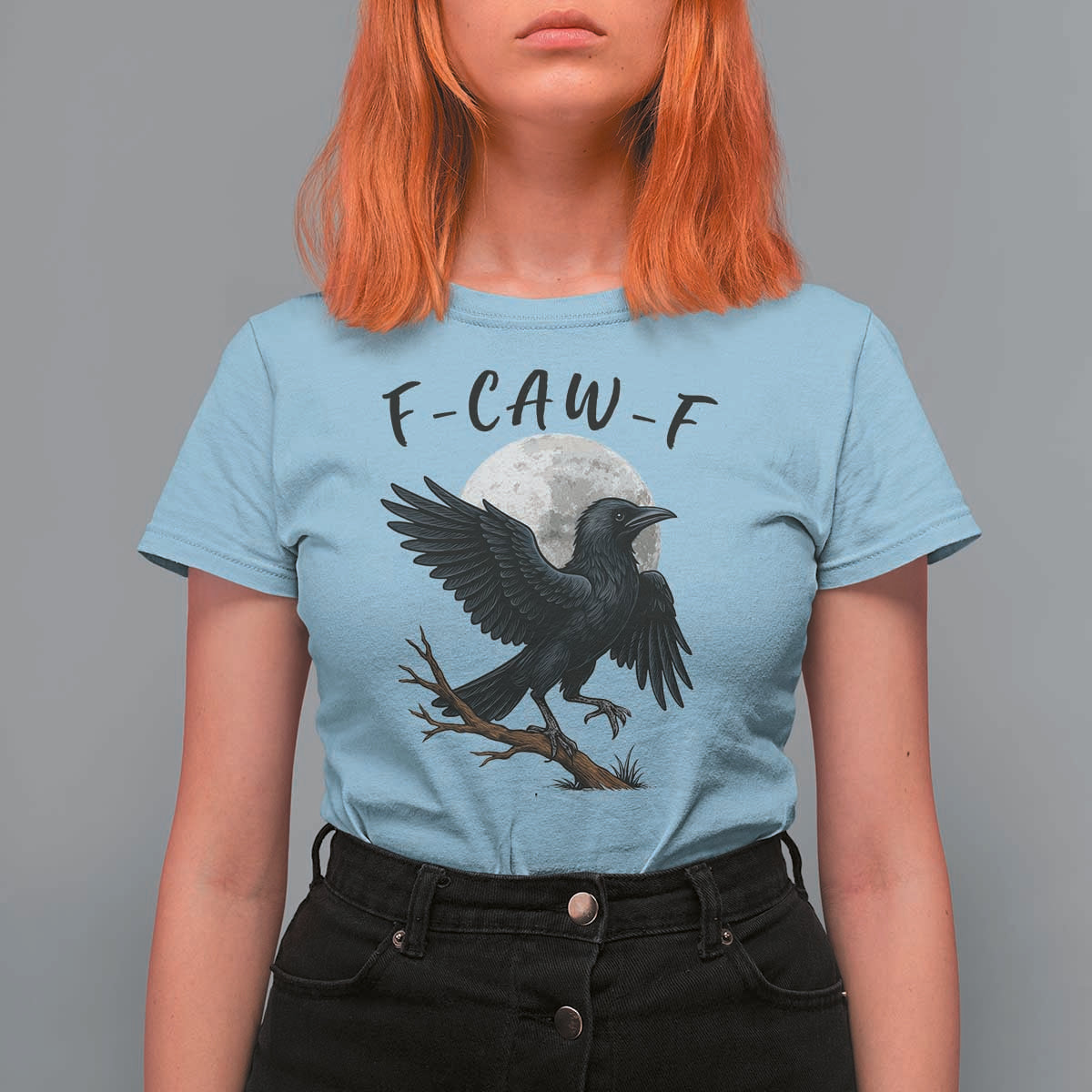 Funny Raven Bird Full Moon Art F Caw F Joke T Shirt For Women - Wonder Print Shop