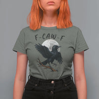 Funny Raven Bird Full Moon Art F Caw F Joke T Shirt For Women - Wonder Print Shop