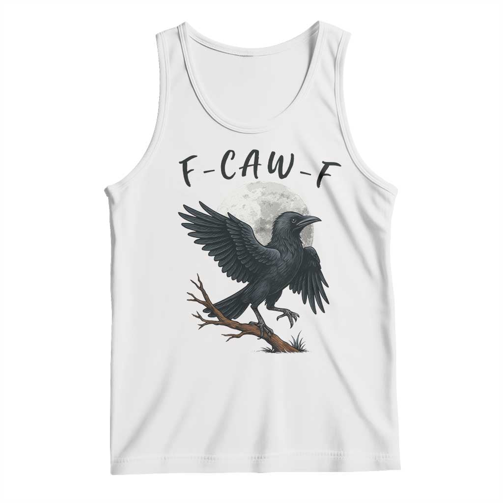 Funny Raven Bird Full Moon Art F Caw F Joke Tank Top - Wonder Print Shop