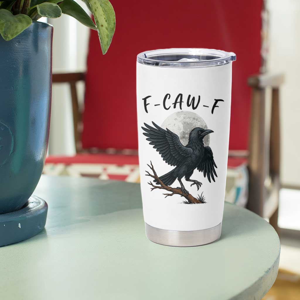 Funny Raven Bird Full Moon Art F Caw F Joke Tumbler Cup