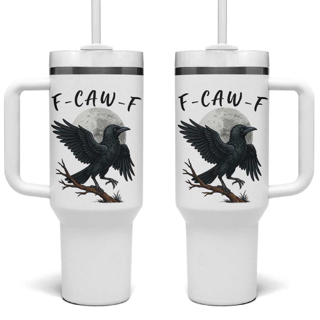 Funny Raven Bird Full Moon Art F Caw F Joke Tumbler With Handle