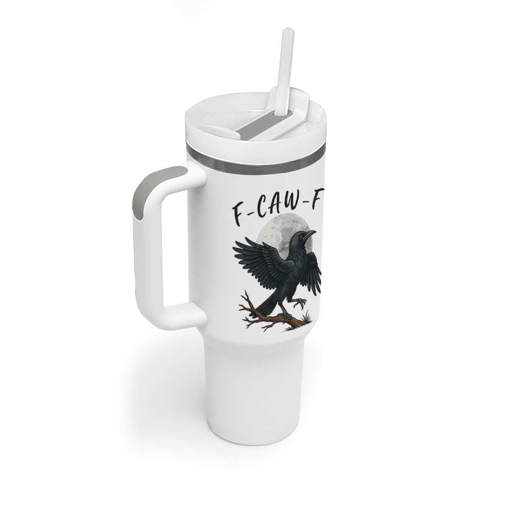 Funny Raven Bird Full Moon Art F Caw F Joke Tumbler With Handle
