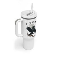 Funny Raven Bird Full Moon Art F Caw F Joke Tumbler With Handle
