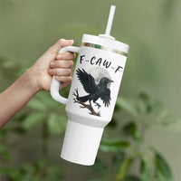 Funny Raven Bird Full Moon Art F Caw F Joke Tumbler With Handle